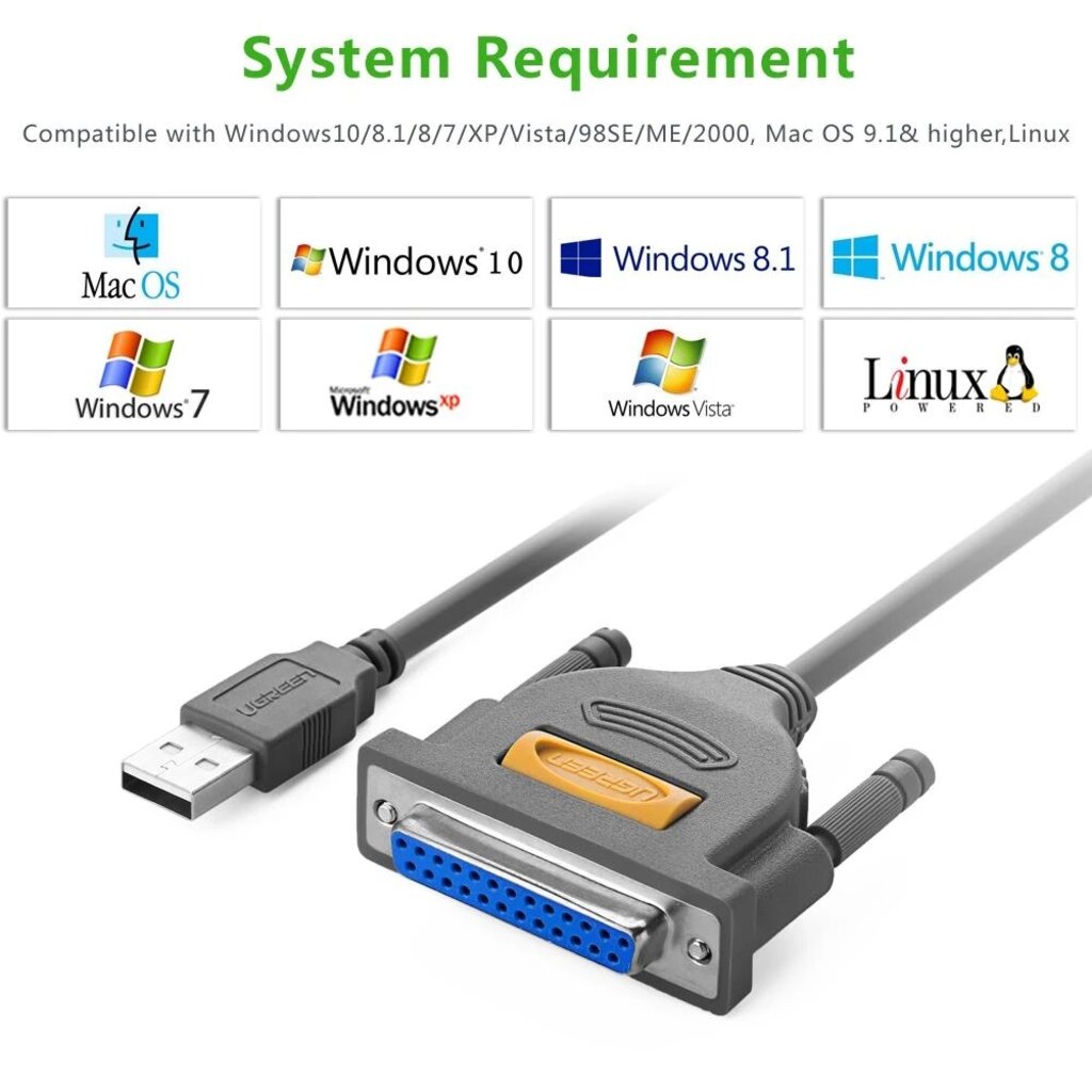 UGREEN USB to DB25 Parallel Printer Cable (US167)
