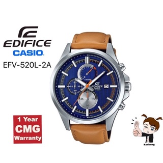 Casio Edifice  รุ่น EFV-520L-2AVUDF สายหนังแท้สีน้ำตาล ของแท้ 100% ประกันศูนย์ Cmg 1 ปี