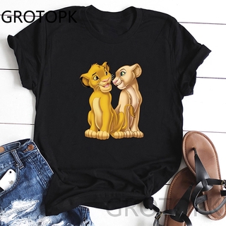 เสื้อยืด Simba Lion King Women T Shirt Harajuku Fashion T-Shirt Vintage Tumblr Tshirt Summer White High Street Tops Tees