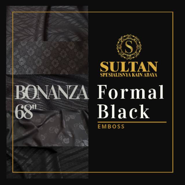 Bonanza Reg ชุดทางการสีดํา Embos (68 "/ Width 1.7)