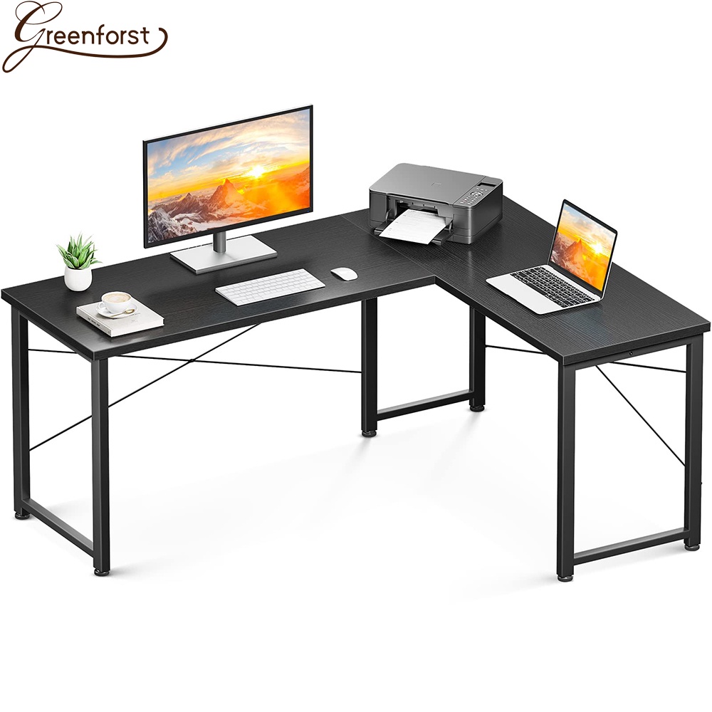 Greenforst โต๊ะคอมพิวเตอร์ โต๊ะเข้ามุมรูปตัว L โครงเหล็ก รุ่น A-2279