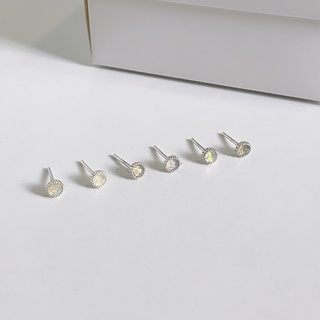 vela.cheeva : *silver925 / opal earring ต่างหูเงินแท้ ( 5mm )