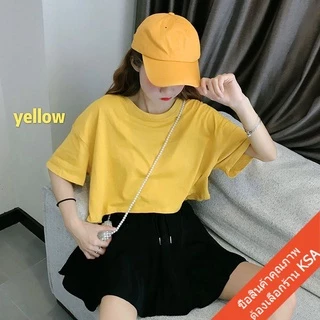 เสื้อครอปแขนสั้น💕เอวลอย💕oversize แบบใหม่สไตล์วัยรุ่นเกาหลี เสื้อครอป ท็อป 💕โชว์สะดือนิดๆ💕แฟชั่น ทรงสวย สีพื้น