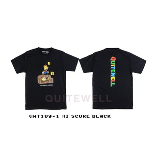 เสื้อยืดพิมพ์ลายQWT109-1 HI SCORE BLACK
