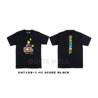 เสื้อยืดผ้าฝ้าย QWT109-1 HI SCORE BLACK