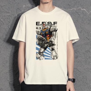 Guochao ผ้าฝ้ายแท้ Originator Liberty Gundam แขนสั้นเสื้อยืด 40th ครบรอบ Zaku อุปกรณ์ต่อพ่วงคู่สวมเสื้อยืด