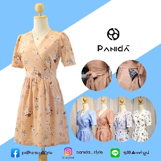 Panida เดรส Enjoy-Life01 เดรสทำงาน เพื่อนเจ้าสาว สี ฟ้า ขาว เบส คลีม น้ำตาล ชุดทำงาน มีกระเป๋า เดรสสั้น เดรสยาว น่ารัก