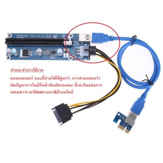 (ของใหม่) Pci-e1x To 16x Extender Riser Card 6pin Dc-dc Usb 3.0