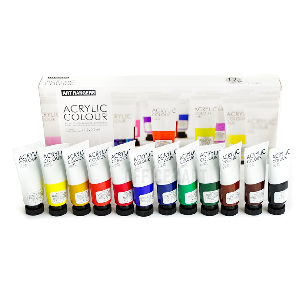 สีอะคริลิค 22 ml. ชุด 12 สี ART RANGERS รุ่น FEA1222T ชุดสีอะคริลิค สีอะคริลิก Acrylic Colour Set