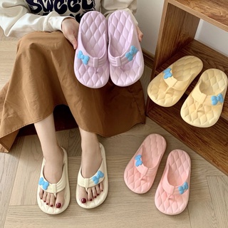 🔥 ส่งจากไทย【TX-2266】🎀🦋 z.zstore แท้! size36-41 รองเท้าแตะแบบหนีบแต่งโบว์ พื้นตาราง งานpvc ใส่สบายมากกทรงสวยสไตล์เกาหลี