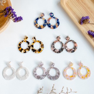 ⭐️ต่างหูแฟชั่นแบบเรซิ่น Drop earrings circle ⭐️ [มีให้เลือก 6 สี] | 64bit.store