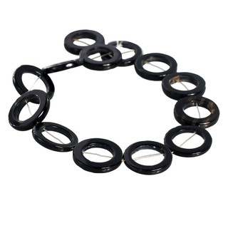 ลูกปัดหินแท้ ลักษณะเม็ดรูปทรงแหวน (Ring) หินโมรา (Agate) 30 mm - (LZ-0353 สีดำ)