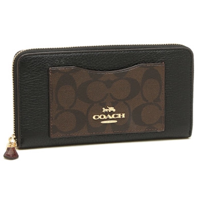 Coach long wallet outlet Lady's COACH brown black ของแท้ 🇺🇸💯% กระเป๋าตังค์มือ1 ป้ายราคา ใบเสร็จ แคร์การ์ด ส่งฟรีEMS