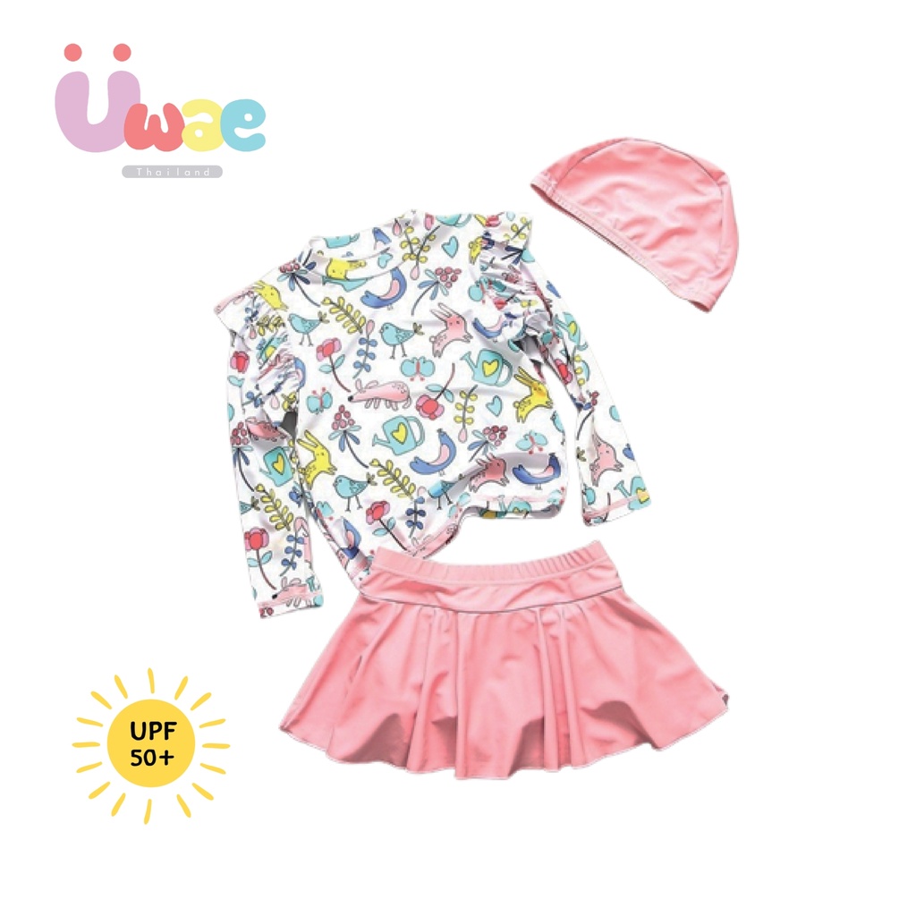 Uwae ชุดว่ายน้ำเด็ก ชุดว่ายน้ำเด็กหญิงกันรังสียูวี Sweety Animals UV237