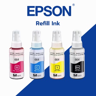 EPSON 664 100% Refill Ink 4 สี BK, C, M, Y ไม่มีกล่อง ใช้กับเอปสันรุ่น L120/L360/L121/L310/L405/L1300/130/110/L111