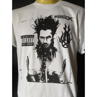 เสื้อยืดผ้าฝ้ายพิมพ์ลายเสื้อวงนำเข้า Static-X Wayne Static Soulfly Korn Limp Bizkit Papa Roach Slipknot Nu Metal Vintage