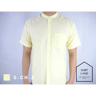 คอจีน/แขนสั้น (สีอ่อน) M/L/XL ผ้า OXFORD - SHIRT LAND เสื้อเชิ้ตผู้ชาย Short Sleeve Chinese Mandarin Collar Shirt