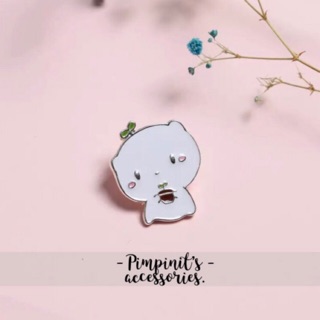 📬 พร้อมส่ง : 🐻 เข็มกลัดลายตัวการ์ตูนหมีสีขาว | White Bear Enamel Brooch Pin.