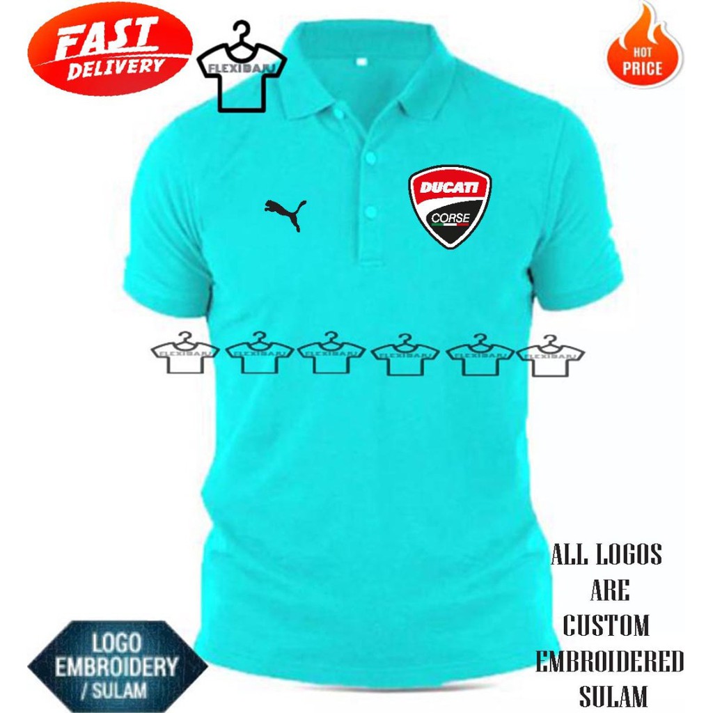HEBAT🔥 [SULAM] EXCELENT WILD CAT DUKATI LOGO POLO EMBROIDERY BAJU LELAKI PEREMPUAN POLO TEE!! ผ้าฝ้า