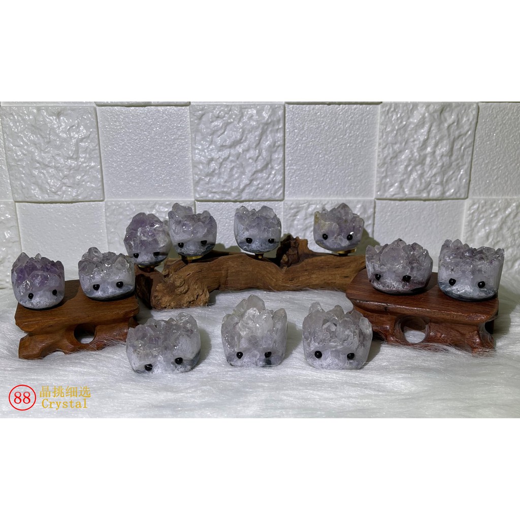 น่ารัก Mini Lavender Amethyst Hedgehog - ดอกไม้คริสตัลธรรมชาติ