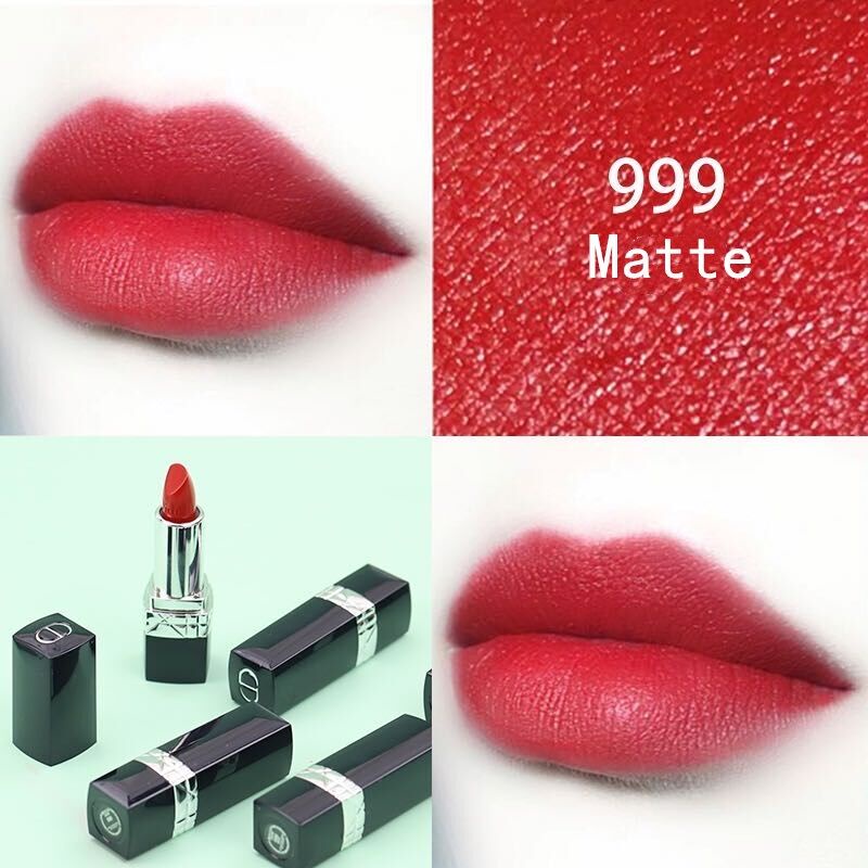 #BEAUTY'S LLZ DIOR Lipstick Intense Blue Gold ลิปสติก 999 Matte and ลิปสติก 999 Dior ขนาดตัวอย่าง ลิปสติก Lacquer 1.5G ล