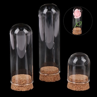 ZTD 1/6 Doll Glass Dome Display Wood Cork Bell Jar With Wooden Base Decoation Craft 07