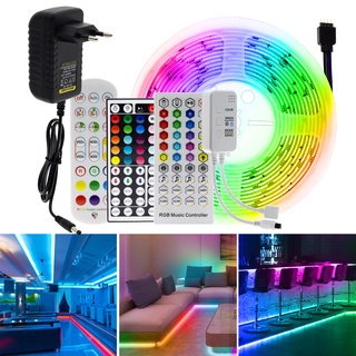 สายไฟ LED WiFi Bluetooth Music 5050 RGB DC12V ยืดหยุ่น 5 เมตร 10 เมตร 20 เมตร อินเตอร์เน็ตไร้สาย + ปลั๊กอะแดปเตอร์