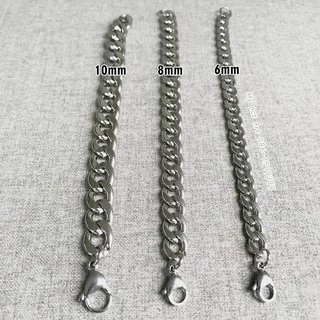 สร้อยข้อมือ สแตนเลส 6-10 mm เลสข้อมือ สร้อยข้อมือโซ่ สร้อยข้อมือแสตนเลสแท้ราคาถูก No.6