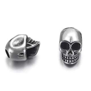 ลูกปัดกะโหลก (skull bead) stainless steel แพ็คคู่ (2 ชิ้น) ขนาดรู 2 และ 4mm สวยทน DIY รายละเอียดดีมาก