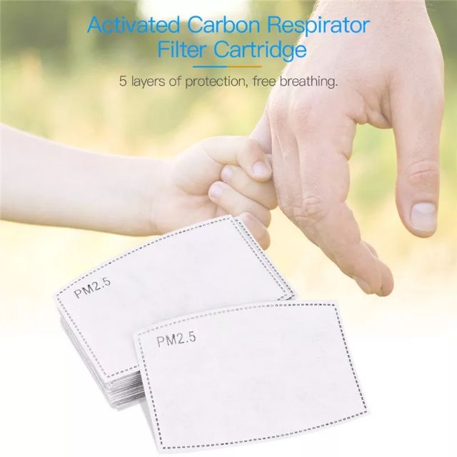 แผ่นกรองหน้ากากกรองฝุ่น PM2.5 (แพค20/50แผ่น) แผ่นกรองคาร์บอน แผ่นกรองฝุ่น