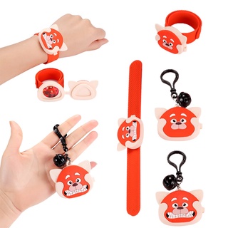 Disney Turning Red Cartoon Wristbands Keychains Cute Li Meilin Panda Figures Key Ring Pendant Accessories Toys Gift