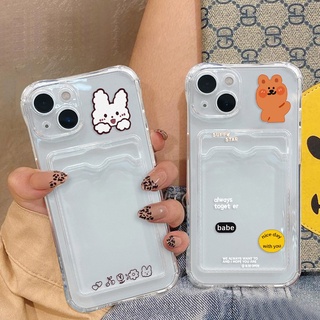 เคสการ์ตูนกันกระแทกสำหรับ Compatible for iPhone 13 12 11 Pro Max XR X XS Max 7 Plus 8 Plus SE ช่องเสียบการ์ดโทรศัพท์