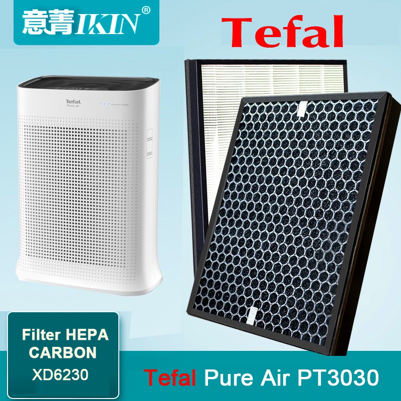 แผ่นกรองอากาศ IKIN HEPA รวมแอคทีฟคาร์บอน Active Carbon Allergy สำหรับ TEFAL PURE AIR รุ่น PT3030