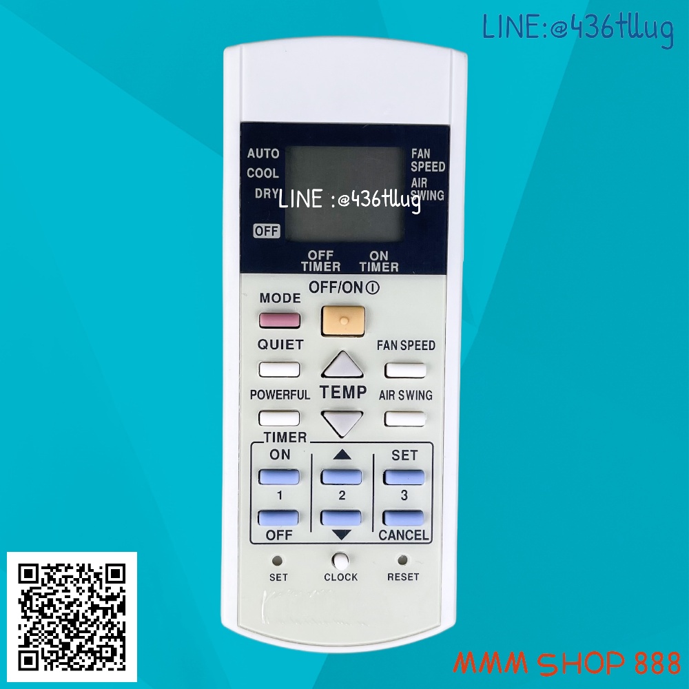 รีโมทแอร์ : พานาโซนิค Panasonicรหัส2ปุ่มบนMODE/OFF/ON 3ปุ่มล่างSET CLOCK RESET 2601ตัวสั้น สินค้าพร้อมส่ง