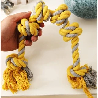 Happy PETs ของเล่นสุนัข เชือกกัดปมใหญ่ สีเหลือง เหมาะสำหรับสุนัขขนาดกลางขึ้นไป ของเล่นหมา