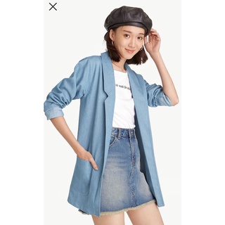 เสื้อ Oversized Blazer จาก Pomelo สีฟ้าเดนิม ของใหม่ ซักเก็บอย่างเดียว อก-เอว 40 / สะโพก 44