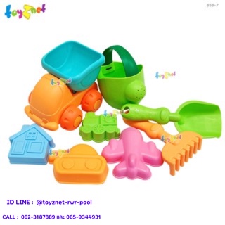 Toyznet ชุดตักทราย Soft Material บัวรดน้ำเขียว-ส้ม รุ่น 858-7