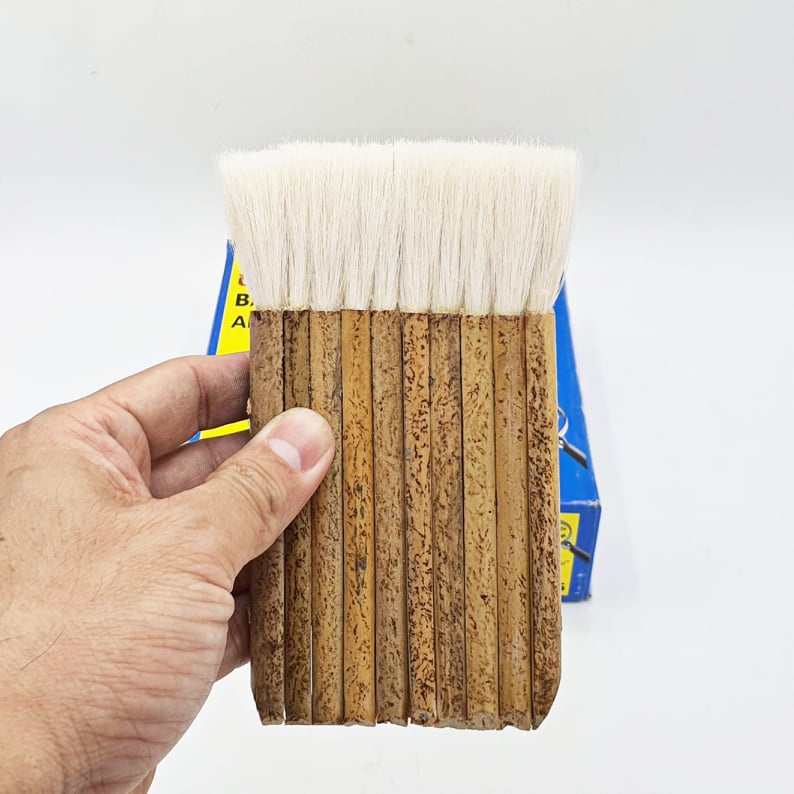 แปรงทาแชล็ค 10 ปล้อง (1 กล่อง 10 ชิ้น) ยาว 5.5 นิ้ว เกรด A แปรงขนขาว ขนหนานุ่ม แน่น ใช้ทาแลกเกอร์​  ทาแชล็ค