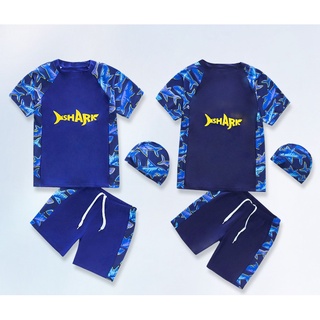 jqk ชุดว่ายน้ำเด็กผู้ชายเซ็ท 3 ชิ้น พร้อมหมวก ลาย SHARK (มี2…