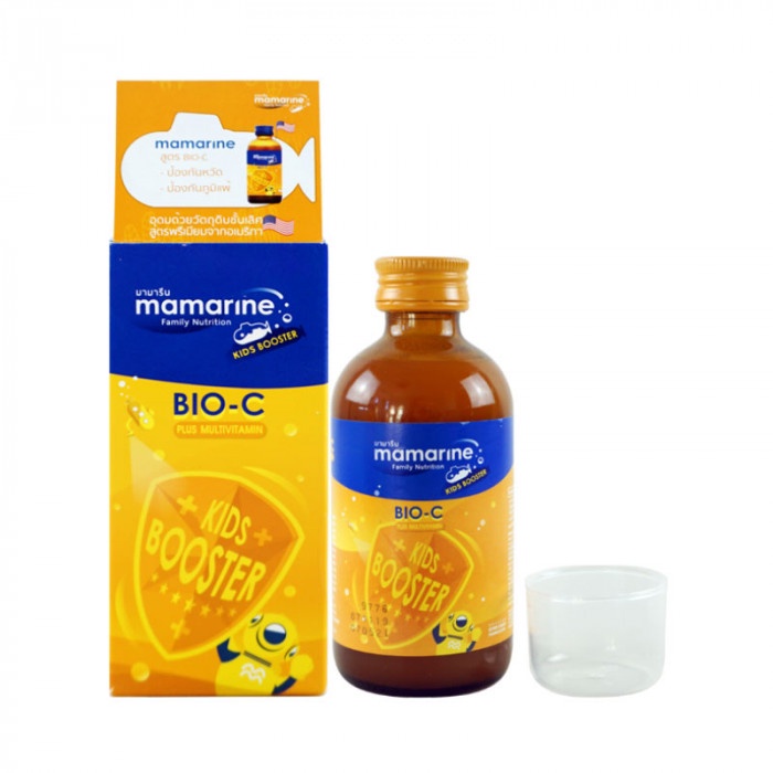 Mamarine Bio-C Plus Multivitamin มามารีน ต้านไข้หวัด ภูมิแพ้ เสริมภูมิคุ้มกัน ลดอาการป่วยบ่อยในเด็ก ขนาด 60 ML 19718