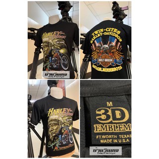 เสื้อยืดผู้ชาย เสื้อฮาเลย์ (harley davidson)  ป้าย 3D EMBLEM ผ้าบาง50/50 เสื้อผ้า เสื้อวินเทจ