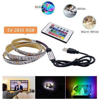 GBKOF 5v Led Strip USB 2835 SMD ริบบิ้นแบบยืดหยุ่นเทป LED สีขาววอร์มไวท์ RGB ไฟ LED Strip Light TV Backlight พร้อมรีโมทคอนโทรล 24Key