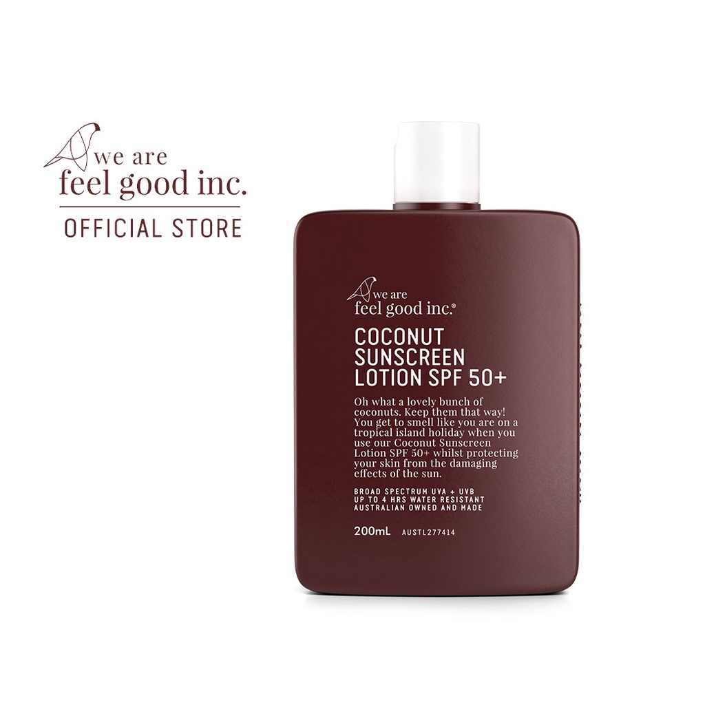 We Are Feel Good Inc. : Coconut Sunscreen Lotion SPF 50+ โลชั่นกันแดดสูตรมะพร้าว SPF 50+ ขนาด 200ml.