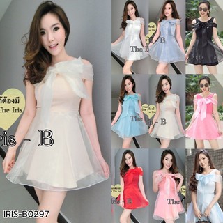 Mini Glassy Dress แต่งโบว์ [B0297]