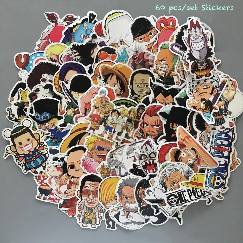 Y&amp;P| สติ๊กเกอร์ ONE PIECE ชุดสติ๊กเกอร์กราฟฟิตีกันน้ำ, 60 ชิ้น