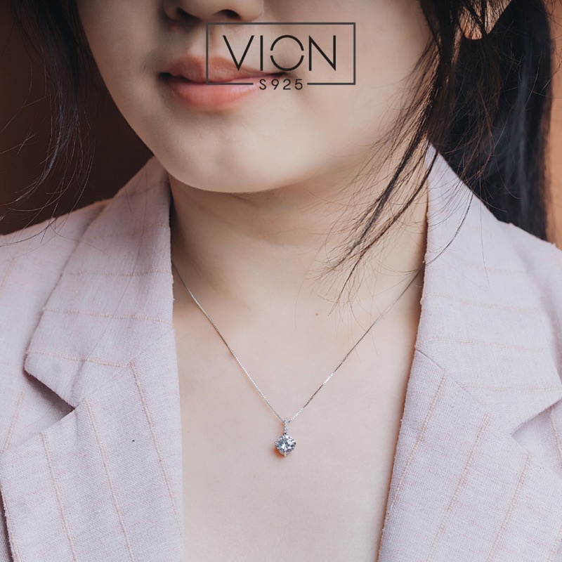REPLIKA Vion S925 สร้อยคอ 11165, 925 สร้อยคอเงินจําลองเพชรคริสตัลเซอร์โคเนีย