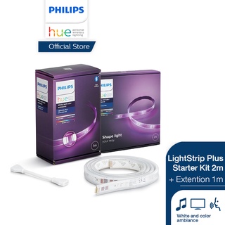 [แพ็กคู่ 2M+1M] Philips Hue LightStrip Plus with Bluetooth Starter Kit 2M + Extention 1M ไฟเส้นเปลี่ยนสีอัจฉริยะ ชุดเริ่มต้นยาว 2 เมตร + เส้นต่อเพิ่ม 1 เมตร