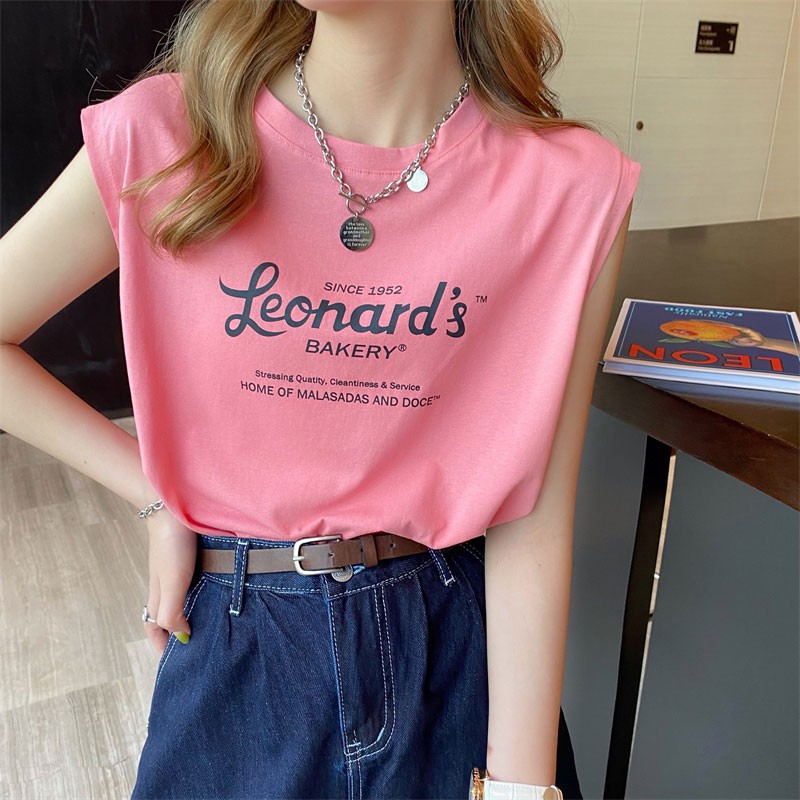 FBAShop  ✨เสื้อยืดแขนกุด สีพื้นมีหลากหลายสีให้เลือก   สกรีนลายอักษรภาษาอังกฤษ สวมใส่สบายเหมาะทุกโอกาส ราคา ถูกที่สุด ดีลบีเคเค แกลเลอรีภาพที่ 6