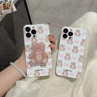 💖New 💖iPhone 14 13 12 11 Pro Max เคส for เคสไอโฟน11การ์ตูน บางเบาพกพาง่าย น่ารัก หมี พร้อมขาตั้ง Case