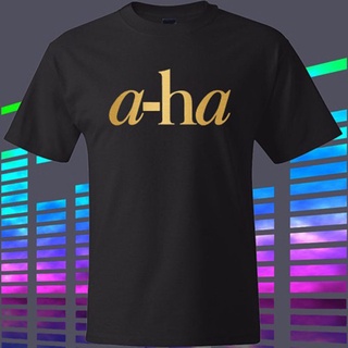 เสื้อยืดโอเวอร์ไซส์เสื้อยืดสีดำ A-Ha 80S Pop Rock Band Logo Mens Black T-Shirt Hot trending personality teeS-3XL